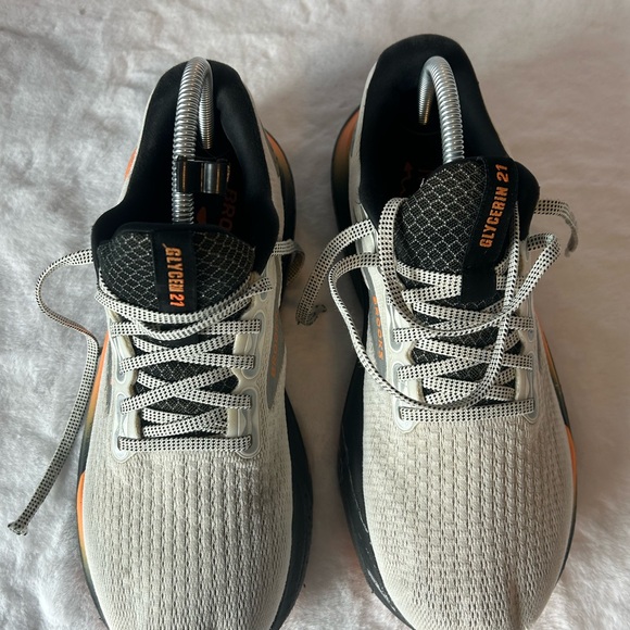 Brooks Glycerin 21 Men orange white cushion supportive running shoe sz 9.5 - Picture 4 of 11